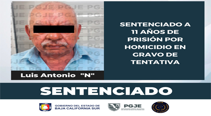 Sentenciado a 11 años de prisión por homicidio en grado de tentativa acabada en La Paz