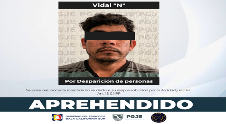Cumplimentan orden de aprehensión contra imputado por el delito de desaparición en Los Cabos