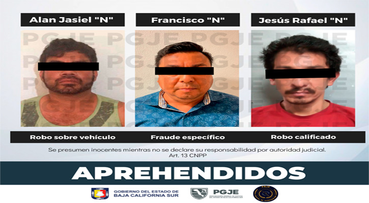 Aprehenden a 3 sujetos relacionados en delitos en La Paz