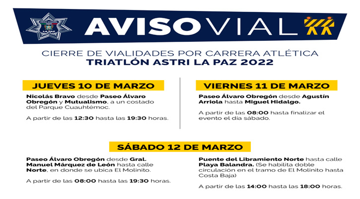 Cierres a la circulación en el Paseo Álvaro Obregón