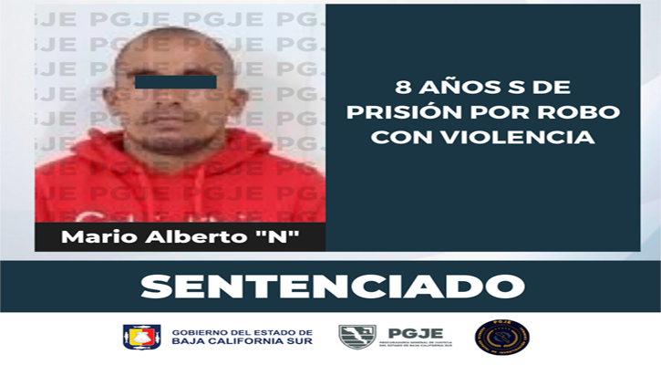 Sentencian 8 años de prisión a sujeto responsable de robo con violencia en Loreto