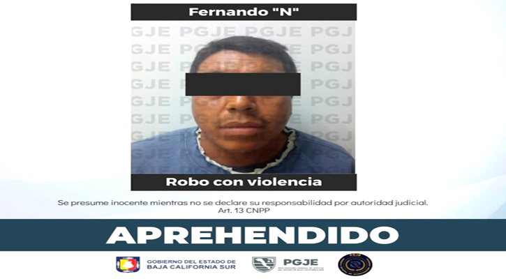 Detienen en Los Cabos a imputado por robo con violencia Edomex