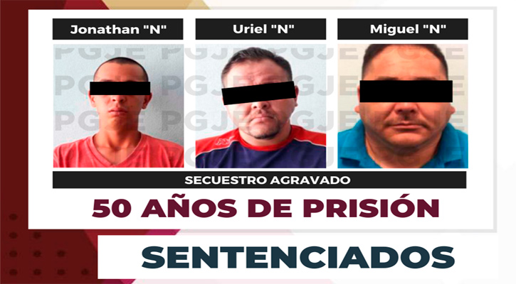 Sentencian a 50 años de prisión a 3 sujetos responsables de secuestro en Constitución