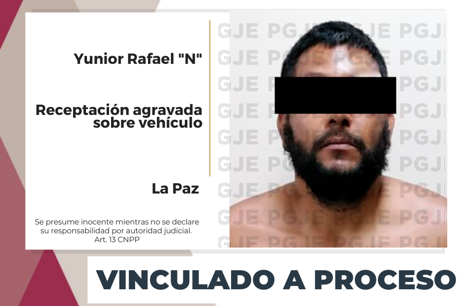 Vinculan a proceso a sujeto por desmantelar un vehículo con reporte de robo en La Paz
