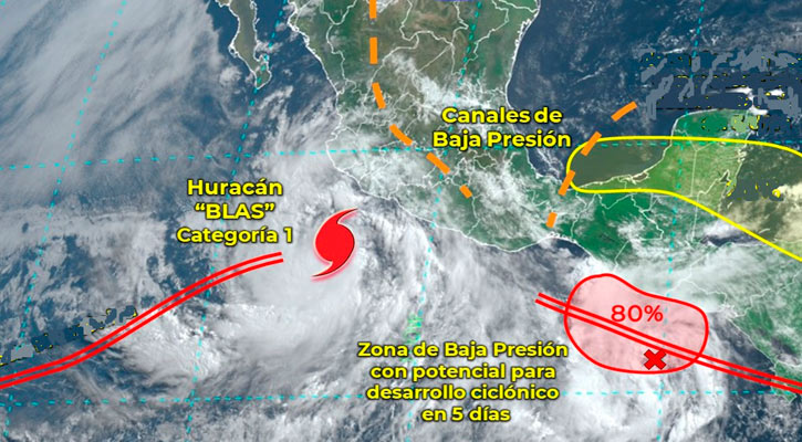 Desprendimientos nubosos de “Blas” provocarían lluvias en el sur de BCS