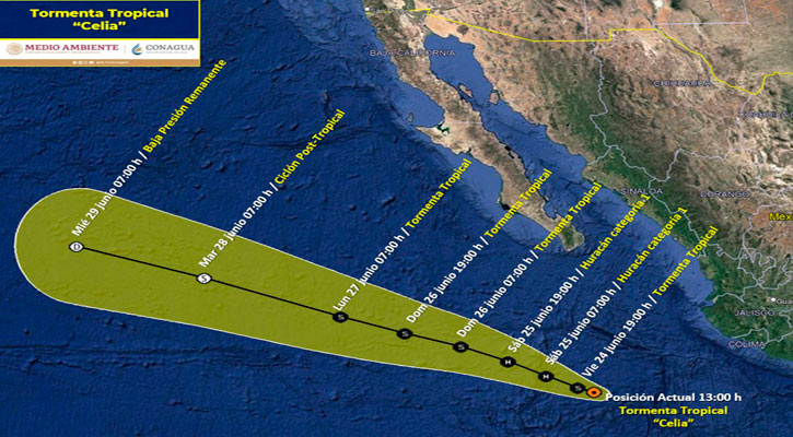 Continúa alejándose de costas mexicanas la tormenta tropical “Celia”