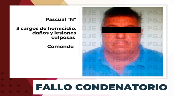 Fallo condenatorio contra culpable de 3 cargos por homicidio culposo, daños y lesiones en Comondú