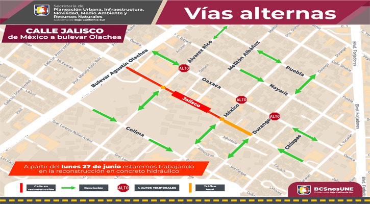 Reconstruirán en La Paz la calle Jalisco a partir del lunes