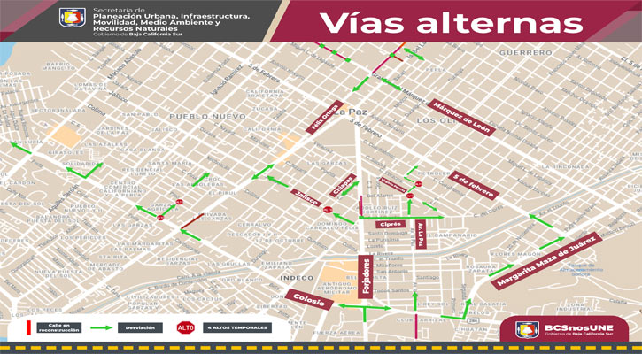 Informan vías alternas en tramos en proceso de rehabilitación en La Paz
