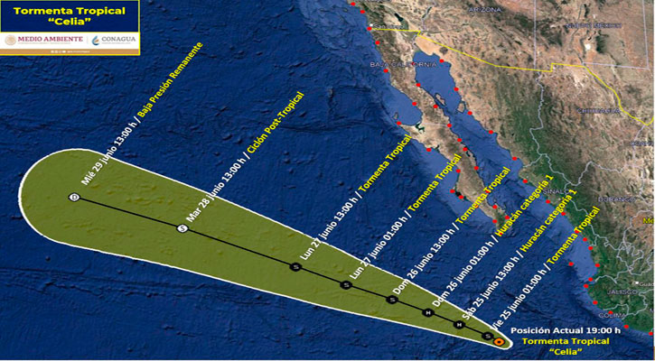 Se ubica la tormenta tropical “Celia” a 620 km de CSL