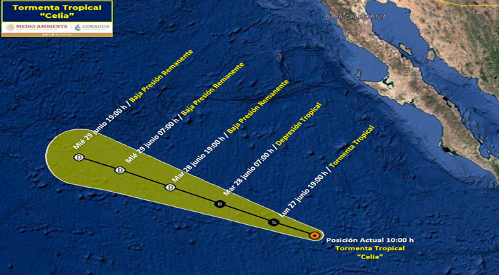 Se aleja tormenta tropical “Celia” a 760 km de CSL