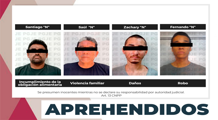 Aprehenden a 4 sujetos por la comisión de diversos delitos