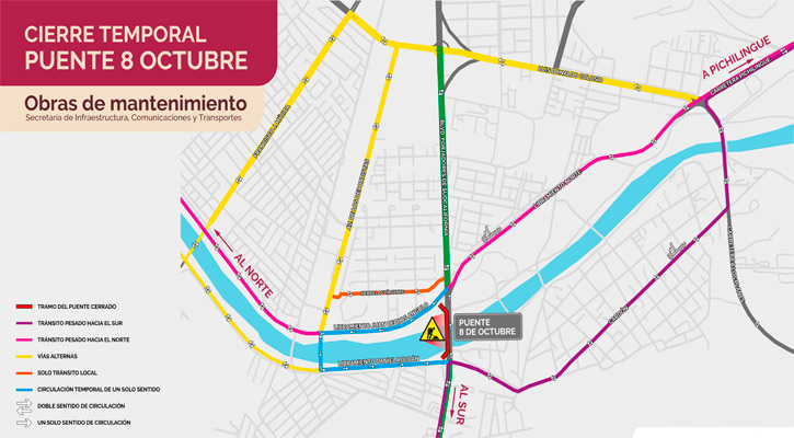 Cerrarán el puente de la 8 de Octubre de La Paz durante 3 meses