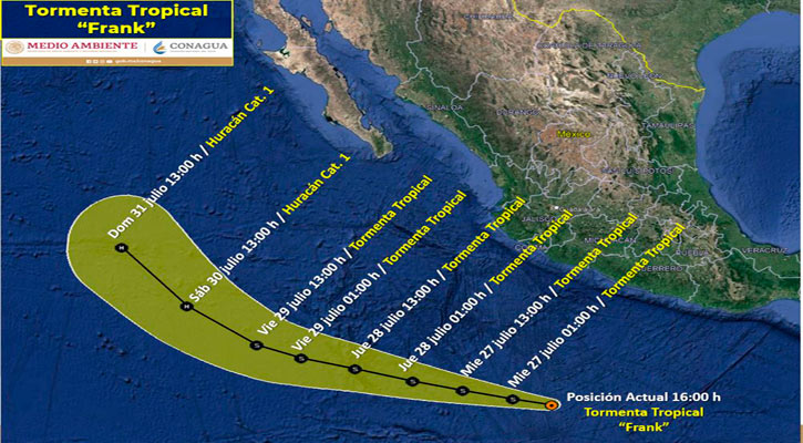 Tormenta "Frank" no representará riesgo para BCS; podría traer lluvias