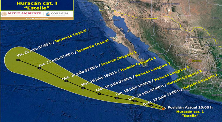 Continuará intensificándose el huracán categoría 1 “Estelle”; se esperan lluvias aisladas en BCS