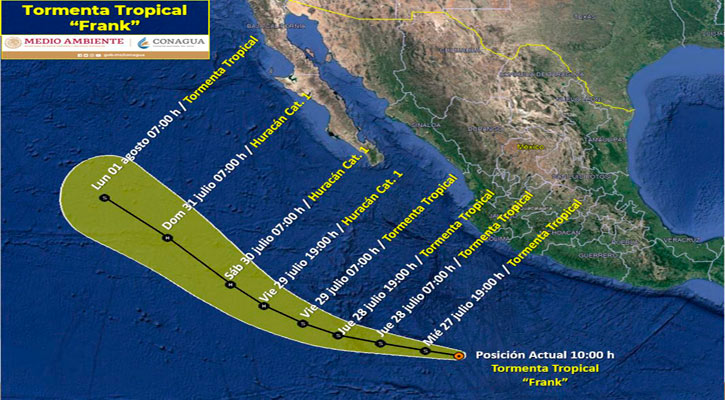 Se aleja la tormenta tropical “Frank” de costas mexicanas