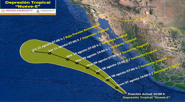 Se ubica la depresión tropical Nueve-9 a 680 km de CSL  