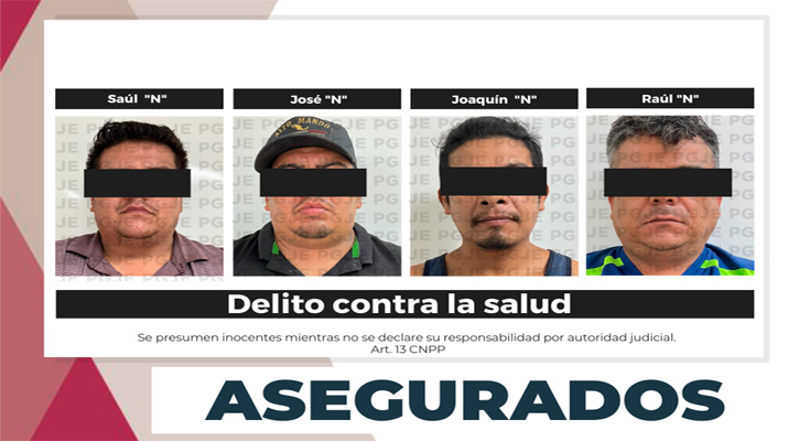 Aseguran a 4 sujetos con 1,500 dosis de narcóticos y un vehículo en CSL