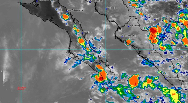 Se contempla una semana lluviosa para BCS; las temperaturas seguirán entre 35 y 40 grados