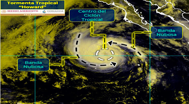 Se ubica la tormenta tropical “Howard” a 485 km de CSL  