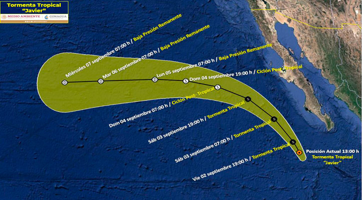 Está la tormenta tropical “Javier” a 310 km de CSL