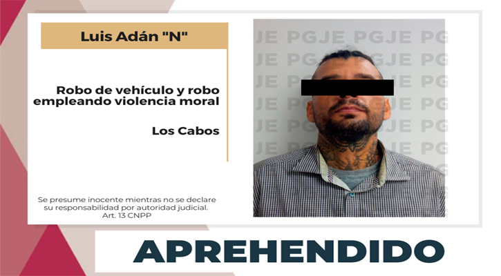 Cumplimentan orden de aprehensión por robo con violencia y robo de vehículo en CSL