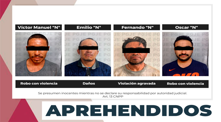Aprehenden a 4 sujetos por la comisión de diversos delitos en La Paz y Los Cabos