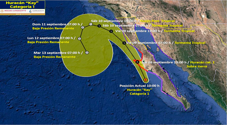 Se enfila rumbo a Punta Eugenia y Bahía Asunción el huracán “Kay”