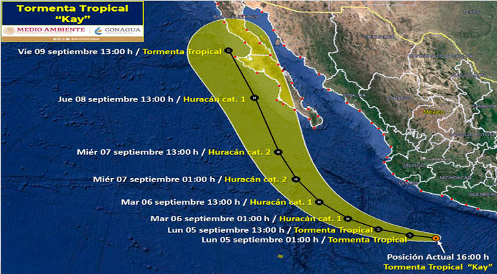 Se intensificó la depresión tropical “12-E” a tormenta tropical “Kay”