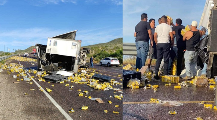 Cibernautas toman en serio y en broma rapiña de cerveza tras volcadura de camión Cibernautas toman en serio y en broma rapiña de cerveza tras volcadura de camión
