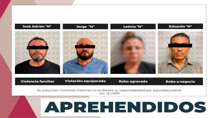 Aprehenden a 4 personas por la comisión de diversos delitos