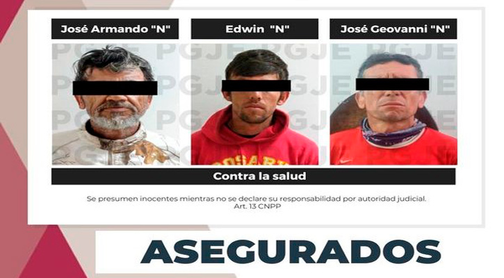 Aseguran a 3 sujetos con 5,500 dosis de cristal en La Paz