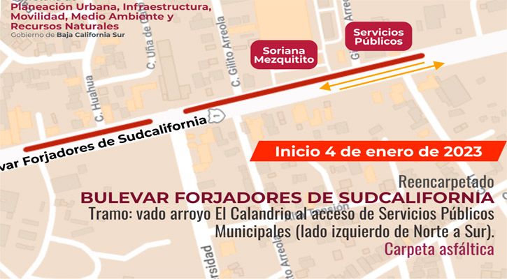 Reencarpetan el bulevar Forjadores de Sudcalifornia en La Paz