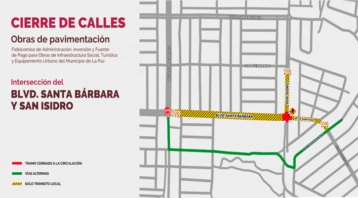 Cierran circulación en el bulevar Santa Bárbara y San Isidro por obras de pavimentación