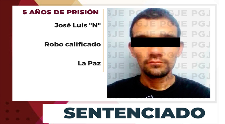 Sentenciado a 5 años de prisión por robo calificado en La Paz