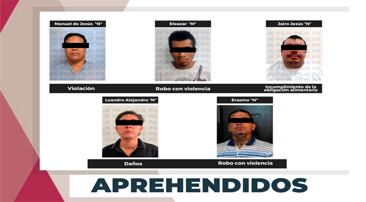 Detienen a 5 personas por diversos delitos