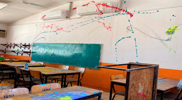 Vandalizaron 2 aulas de la primaria Héroes de 1847 en CSL