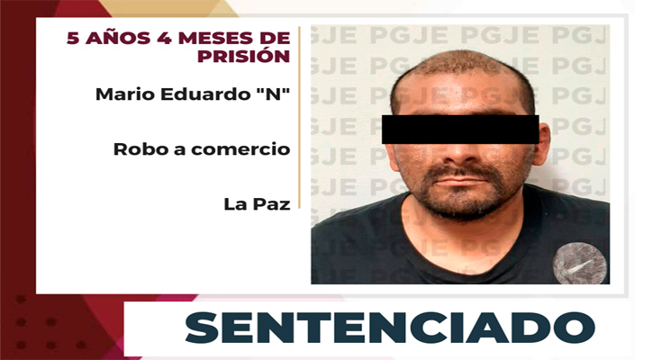 Sentenciado a 5 años 4 meses por robo a comercio en La Paz