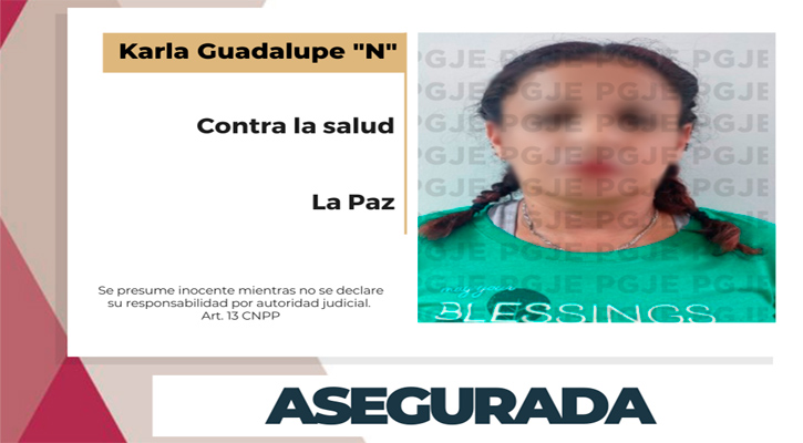 Aseguran a una mujer en posesión de más de 8 mil dosis de cristal en La Paz