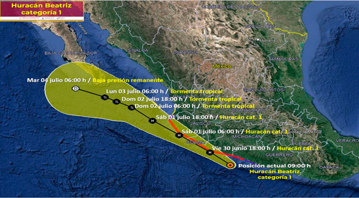 Se convierte la tormenta tropical “Beatriz” en huracán categoría 1 Se convierte la tormenta tropical “Beatriz” en huracán categoría 1