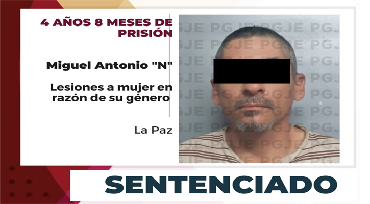 Pasará más de 4 años en prisión por lesiones cometidas contra una mujer en razón de género en La Paz