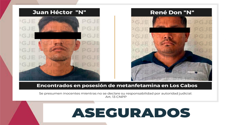Aseguran a dos sujetos y 775 dosis de droga en Los Cabos