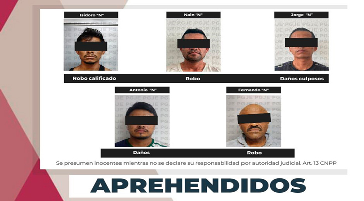 Aprehenden a 5 sujetos por la comisión de diversos delitos en La Paz y Los Cabos
