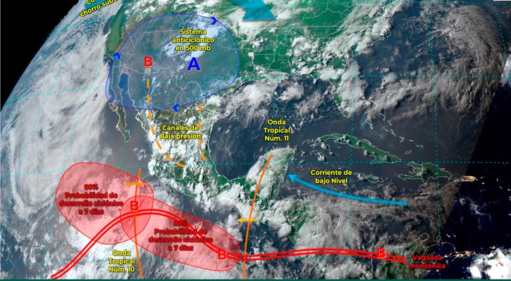Se esperan lluvias mínimas en BCS por baja presión que podría evolucionar a huracán
