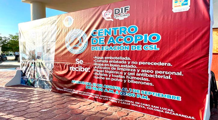 Instalan centro de acopio de víveres en CSL para damnificados de Mulegé tras el paso de “Hilary”