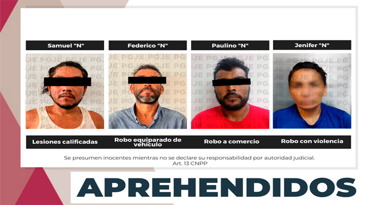 Aprehenden a 4 personas por la comisión de diversos delitos en La Paz y Los Cabos