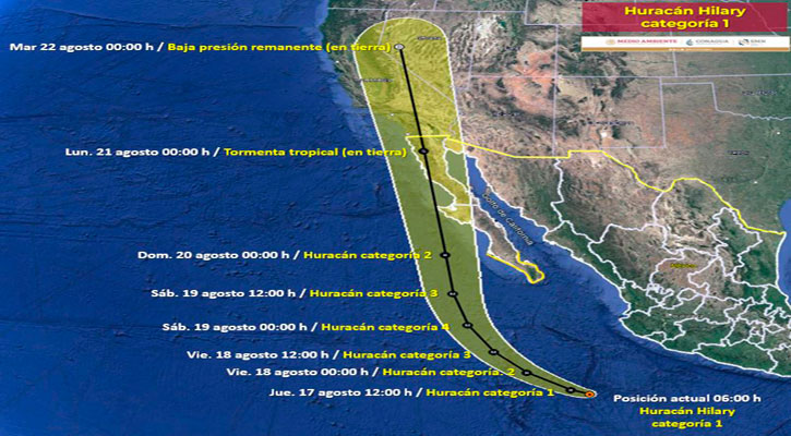 Se intensificó “Hilary” a huracán categoría 1