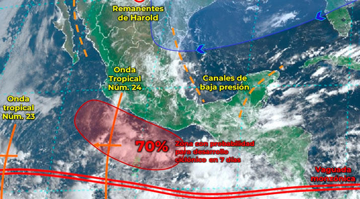 Sistema amenaza con convertirse en huracán; mientras, el calor vuelve arreciar en BCS