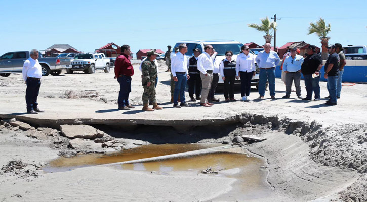 Atienden gobiernos federal y estatal las afectaciones de “Hilary” en el norte de BCS