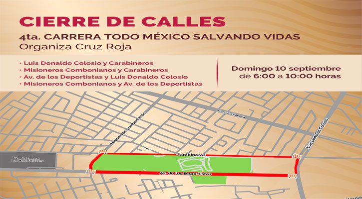 Habrá cierre en algunas vialidades en La Paz por la Carrera Todo México Salvando Vidas